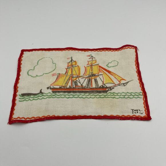 Tony Sarg Vintage 1930's Era Linen Cocktail Napkins Signed Set Of 10 - Picture 7 of 11